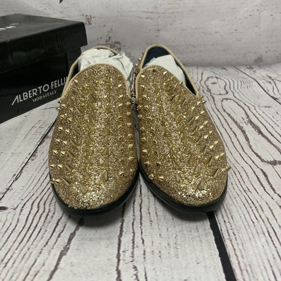 Alberto Fellini Shoes Mens Size 11‎ Gold Loafers Sparko Fashion Spiked Dressy main image 8